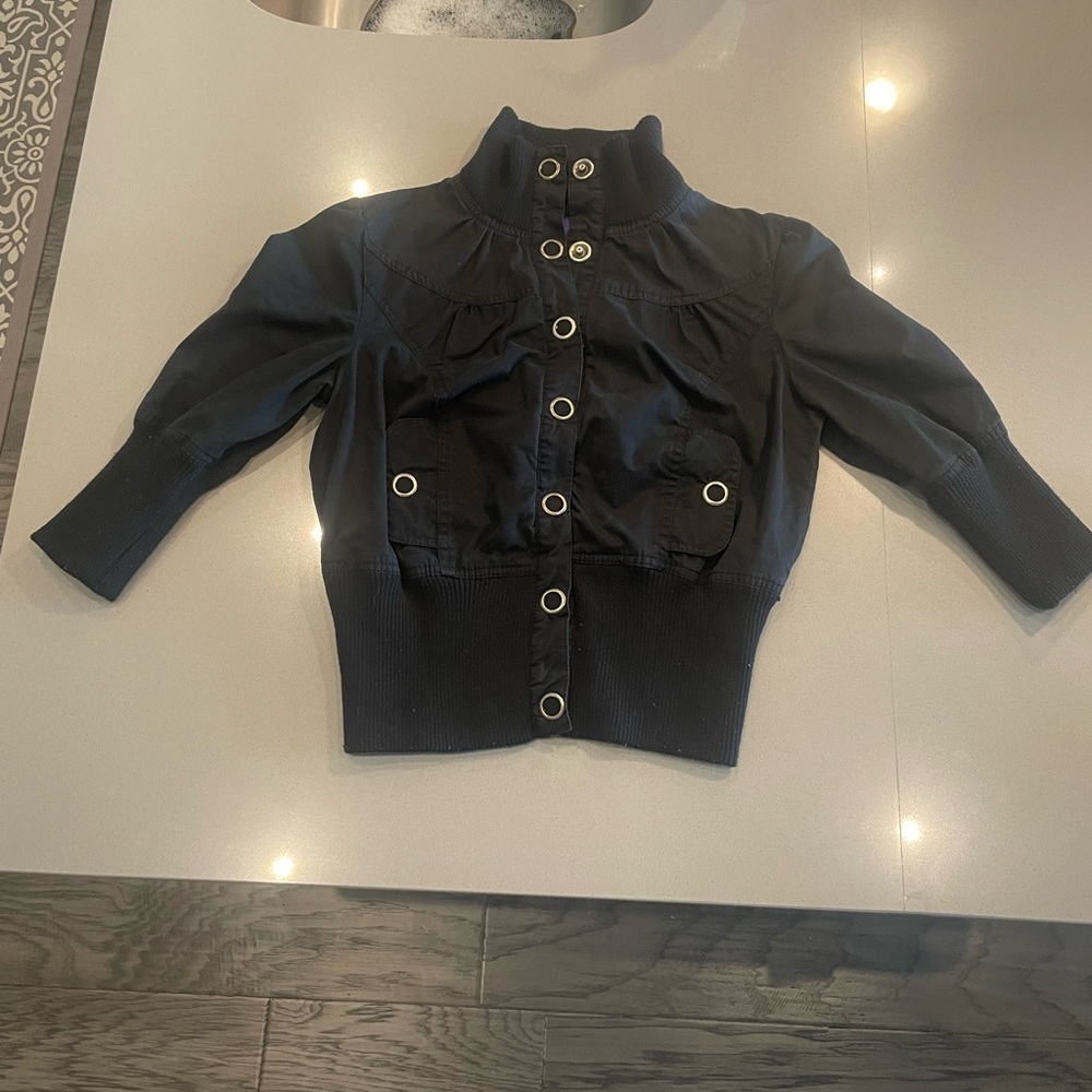 Cropped Black Button-Up Jacket